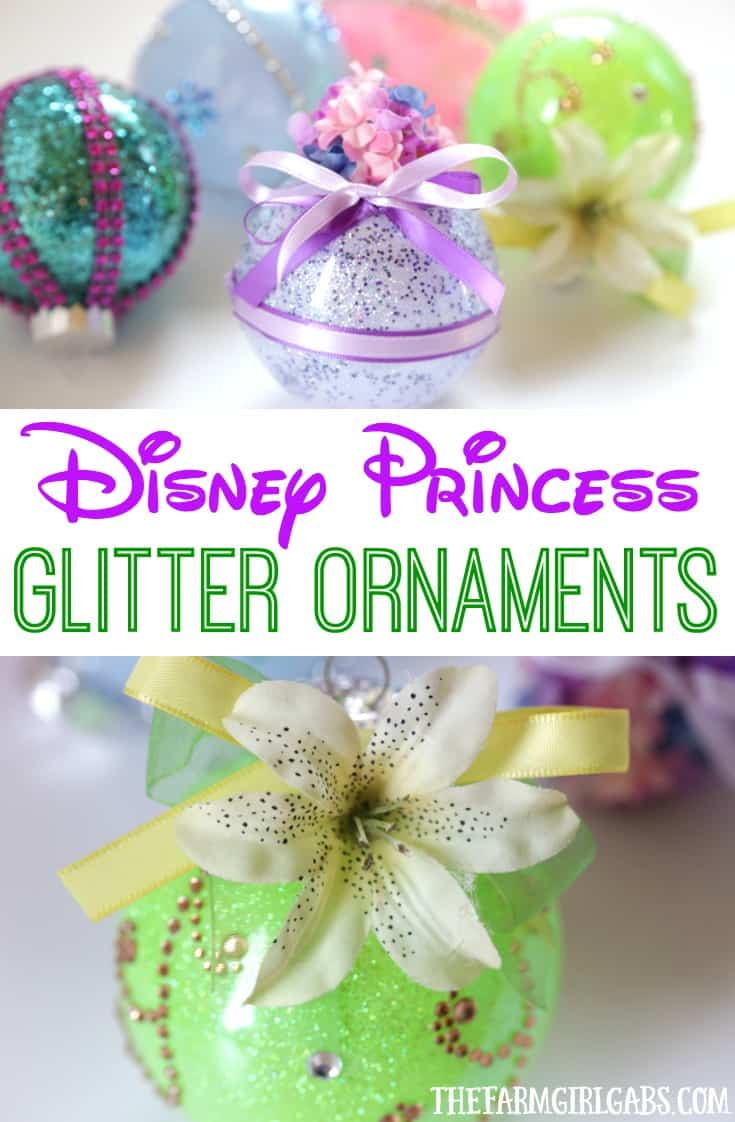 These DIY Disney Princess Glitter Ornaments are perfect for the Disney fan. This easy holiday craft will look perfect hanging on the Christmas tree.