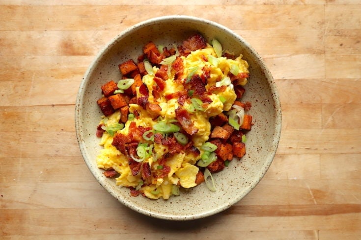 Harissa Sweet Potato and Bacon Breakfast Bowl Recipe