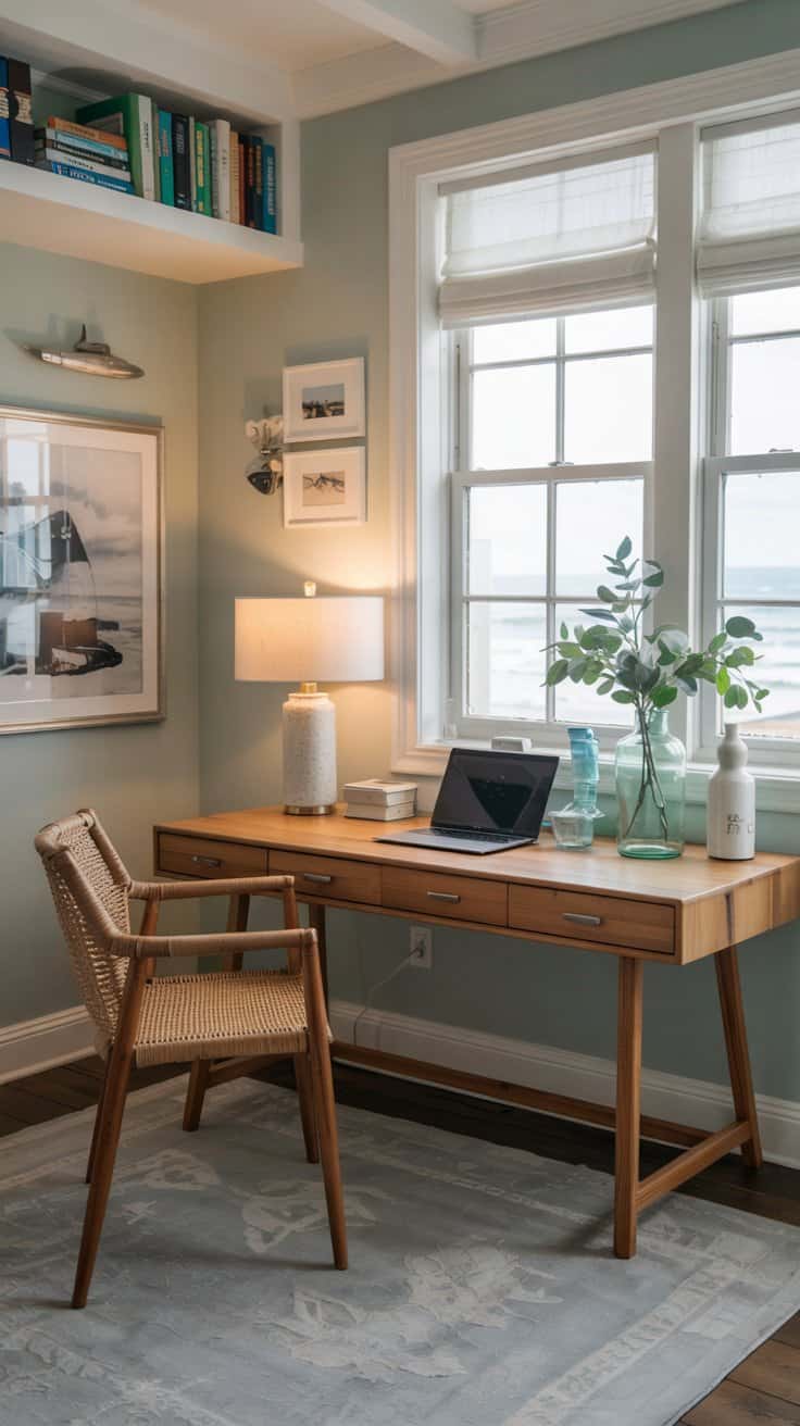Discover coastal home office ideas that blend natural materials, soothing colors, and nautical accents to create a serene, beach-inspired workspace.