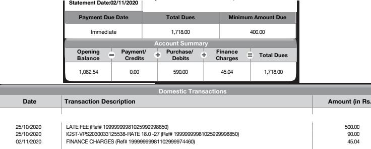 Image 2 – Late Payment Fee scenario – Nov billing Image 2 – Late Payment Fee scenario – Nov billing