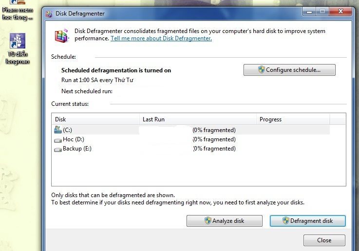 chống phân mảnh ổ cứng