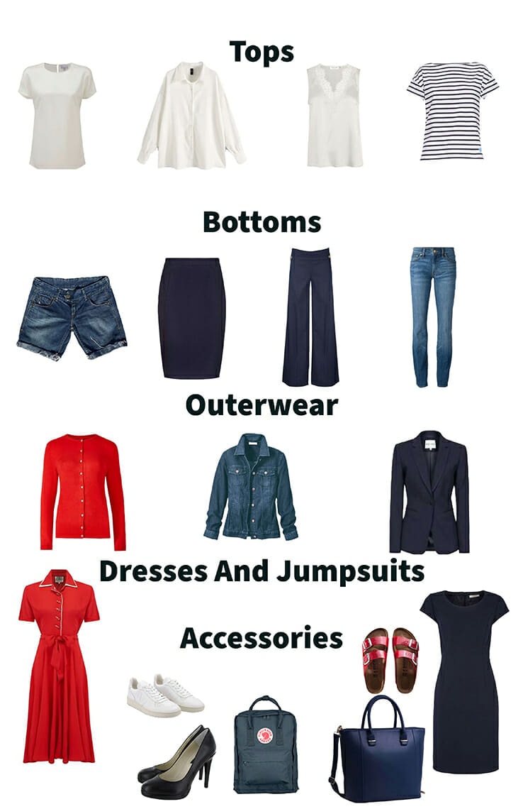 various clothes for a summer capsule