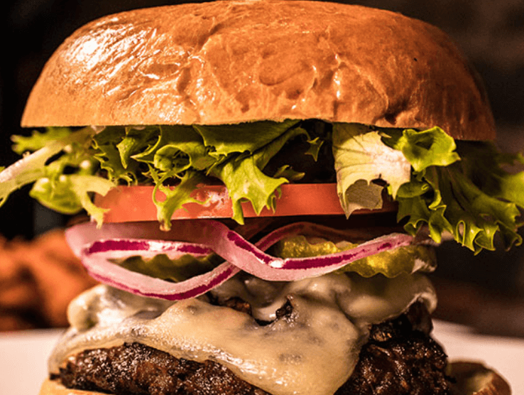 close up of thick hambuger