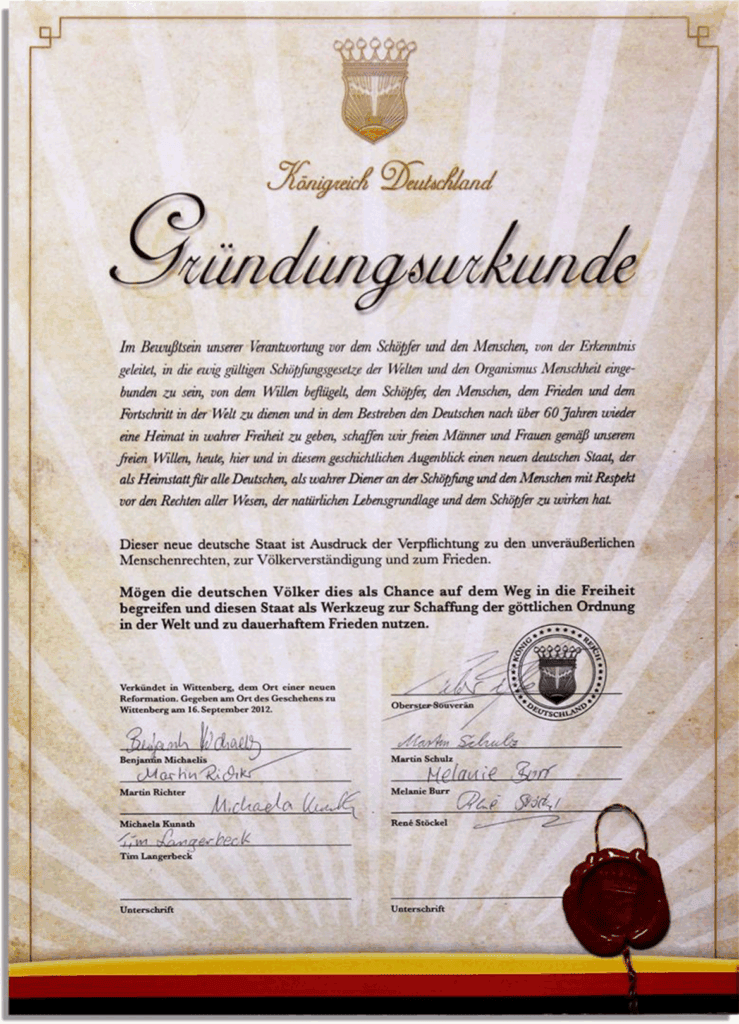 Gründungsurkunde des Königreich Deutschland