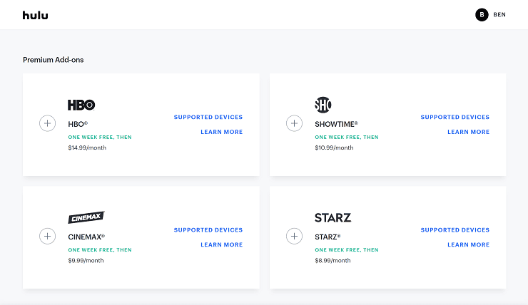 Hulu Add ons