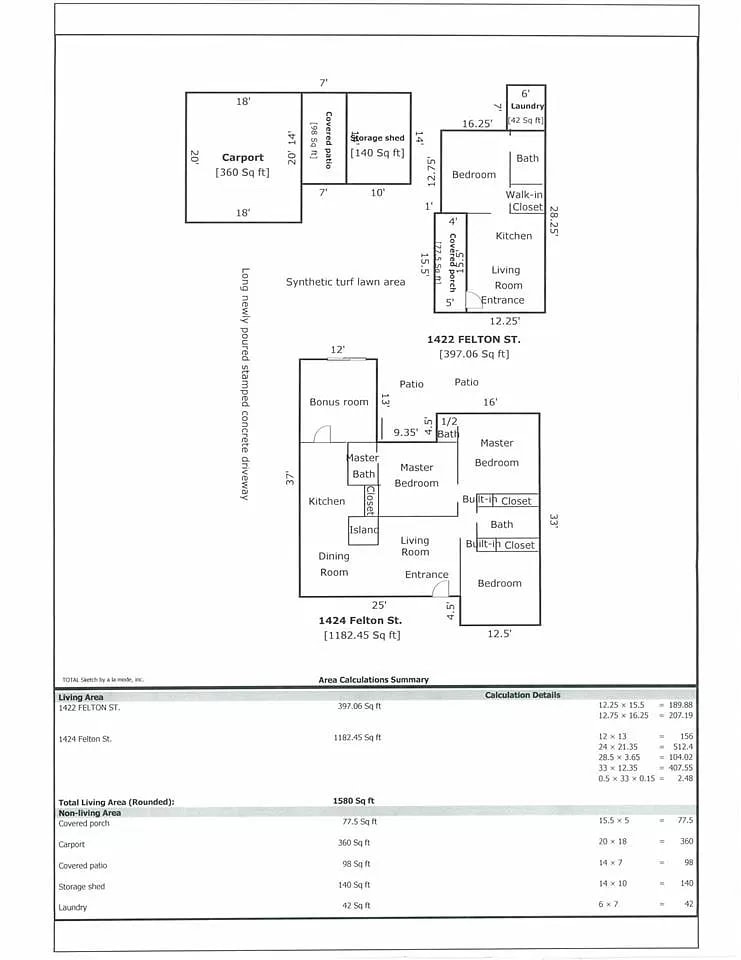 Floor Plan of 1424 Felton