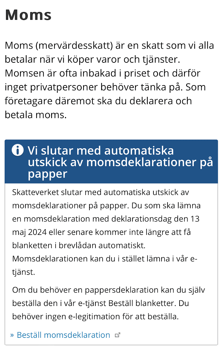 Att betala moms