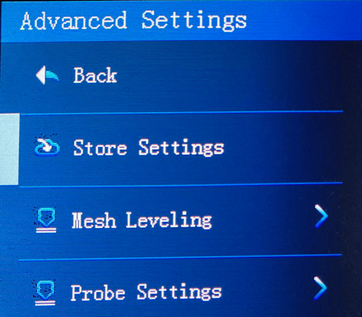 ender 3 v2 store settings