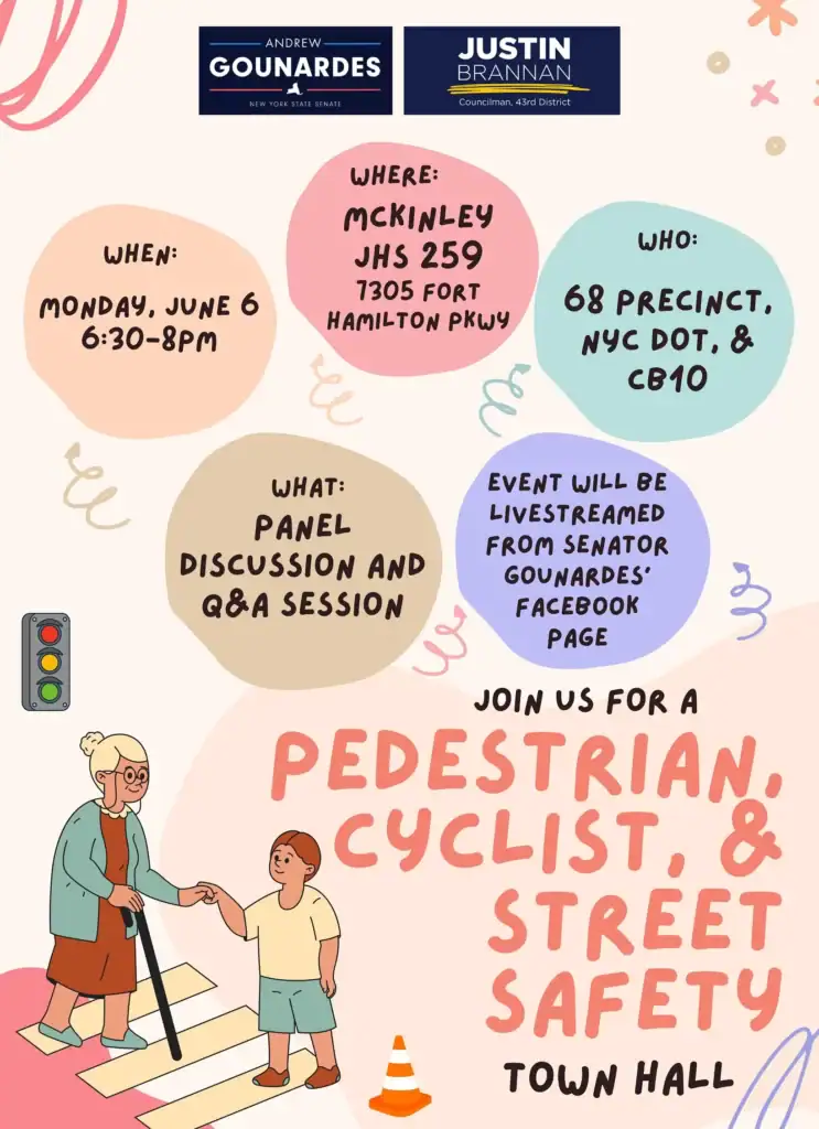 Advert for a Street Safety Town Hall in Bay Ridge