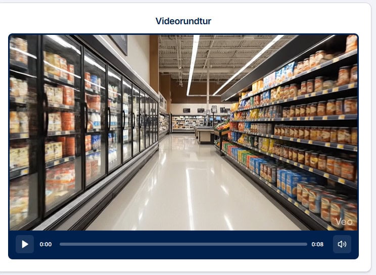 En stabiliserad videogenomgång av butiken som fungerar som en visuell introduktion i TryggtBesöks guider.