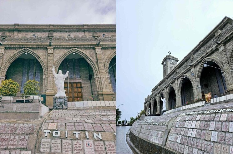 예수상 아래에 나열된 기념비적인 이름들이 담겨있는 사진, 이곳을 지나갔던 사람들의 추억을 느낄 수 있다.