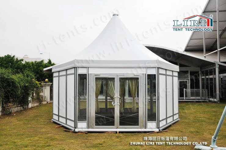 12m width polygon top tent with glass walls