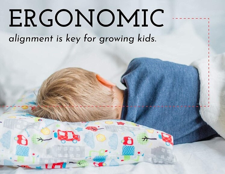 infographic showing the proper alignment for a child in bed