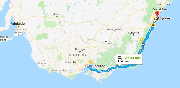 How long does it take to drive from drive Melbourne to Sydney? 1045 KMS / 649 MILES ~ 12 HOURS 