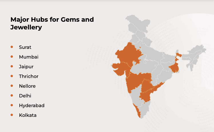 IBEF major hubs for jewellery and gems