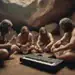 cavernícolas haciendo musica