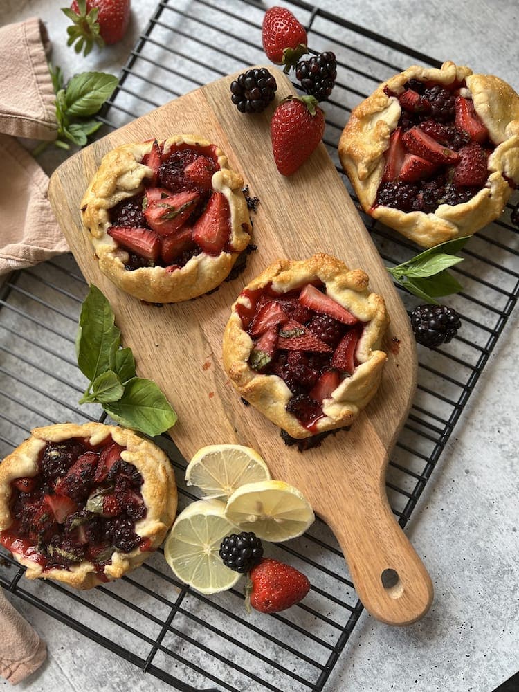 Berry Basil Galettes Berry Galette on a cooling rack