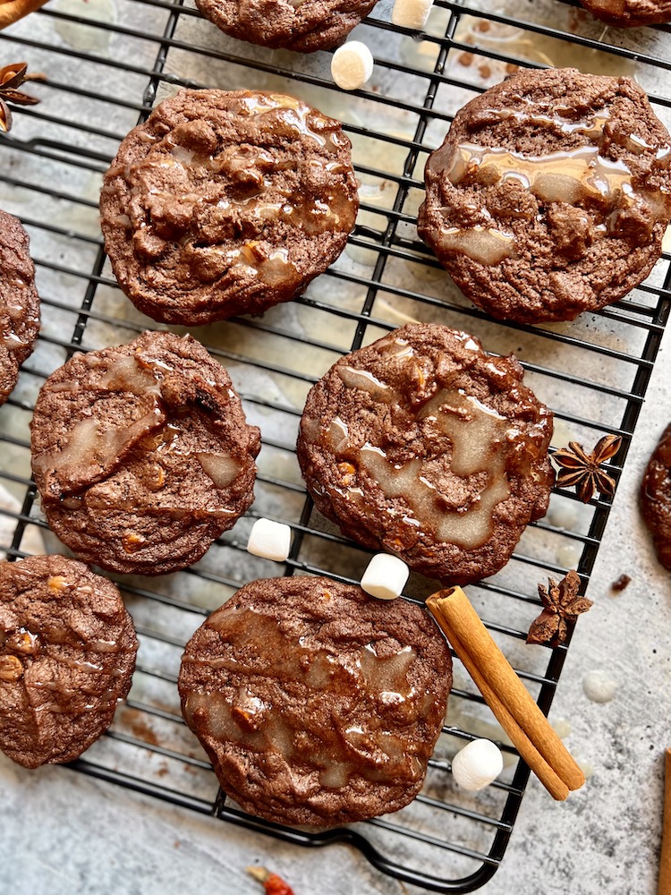 Mexican Hot Chocolate Cookies WEB Mexican Hot Chocolate Cookies laid on a cooling rack