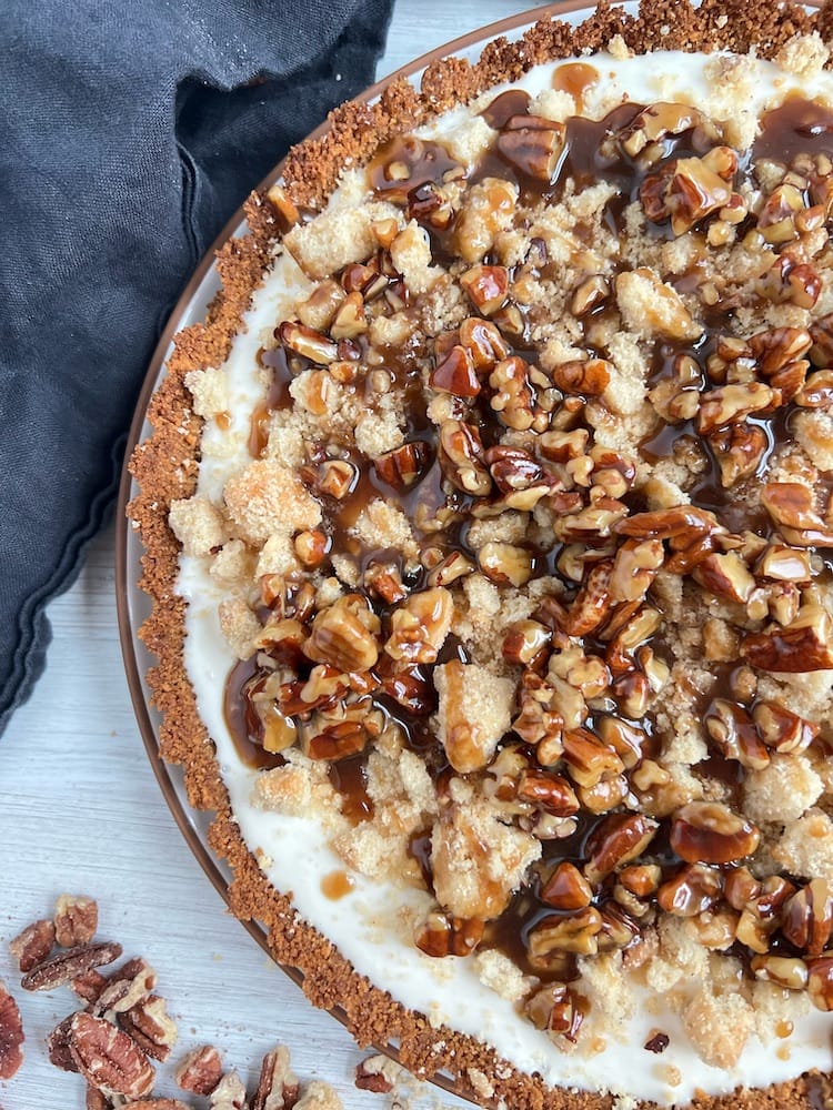 Bourbon Praline Pecan Tart 1 Bourbon Praline Pecan Tart in a pie tin