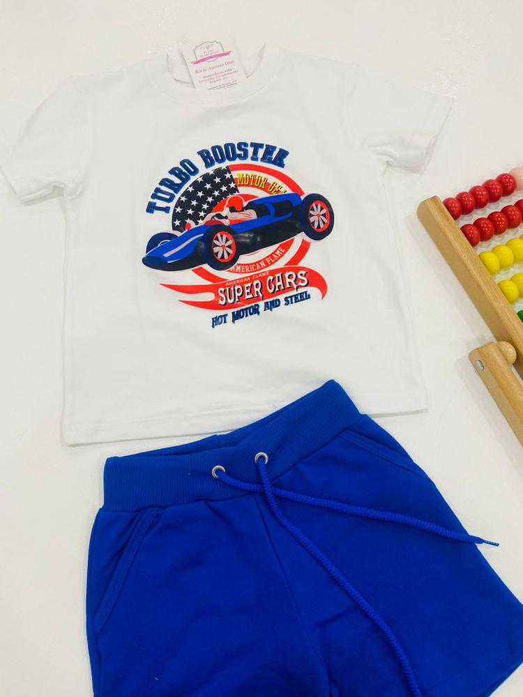 Conjunto niño turbo booster blanco y azul