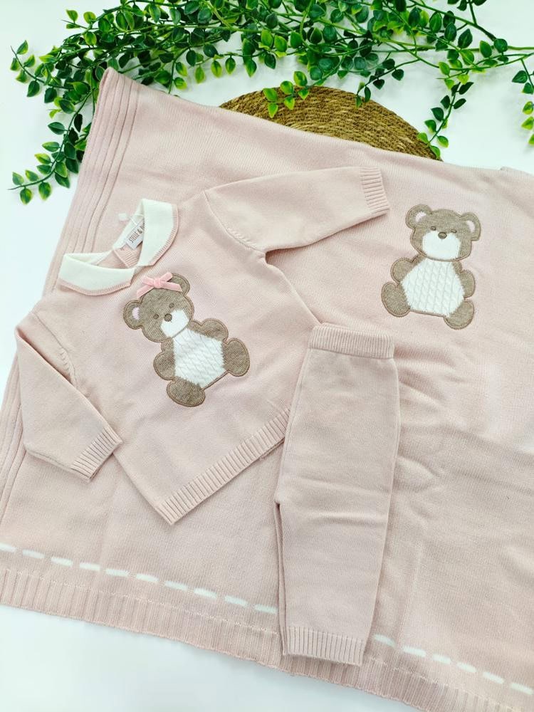 Conjunto punto lana osito mantita a juego