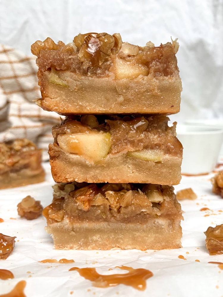 stack of three caramel apple bars