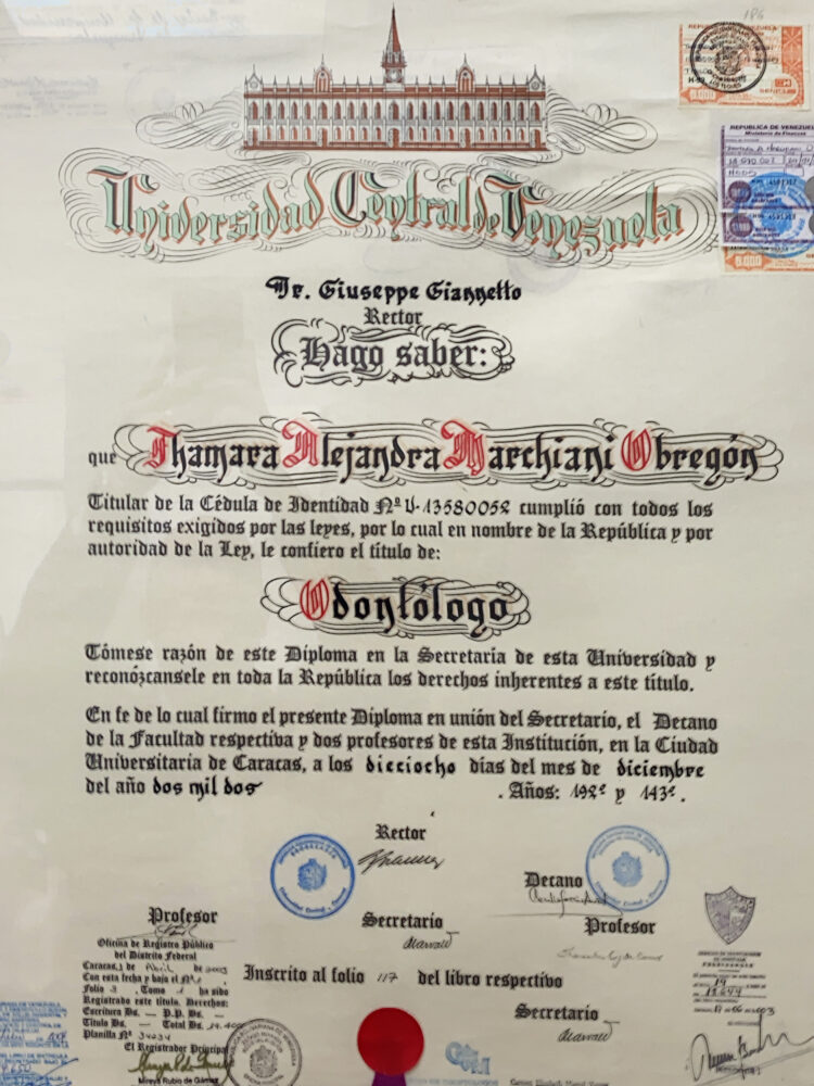 Dentist Degree - Dr. Thamara Marchiani - Paisley Dental