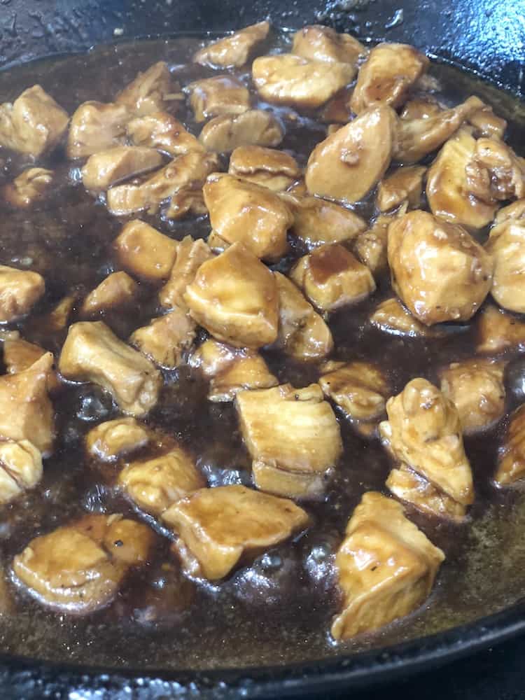 This Bourbon Chicken recipe is so easy! You will get it on the table in less than 30 minutes and it's better than Chinese take-out! 