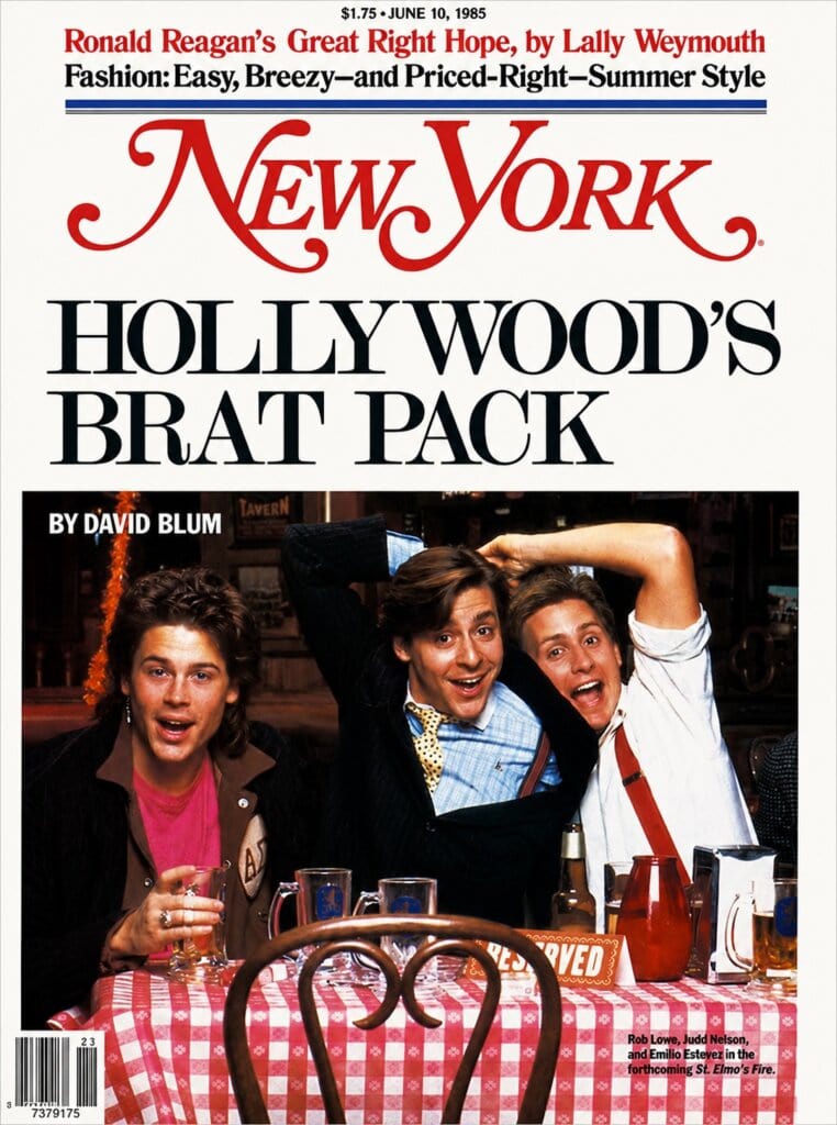 The cover of the infamous June 1985 issue of New York Magazine that named a group of young Hollywood actors "The Brat Pack."
