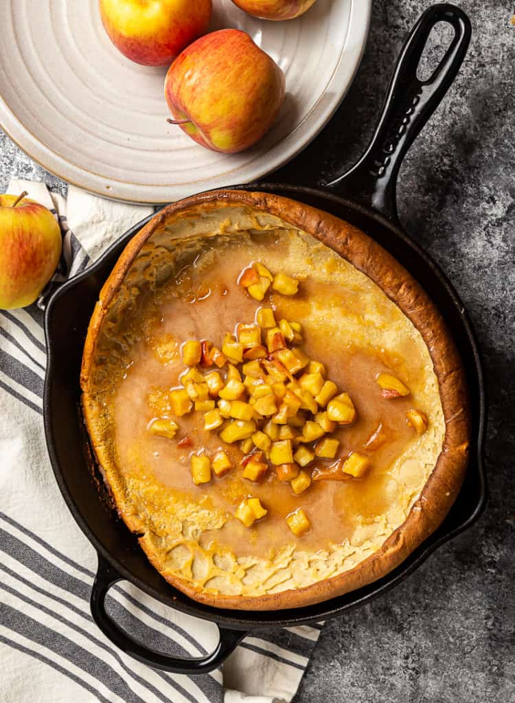 Dutch Baby with apple fritter topping