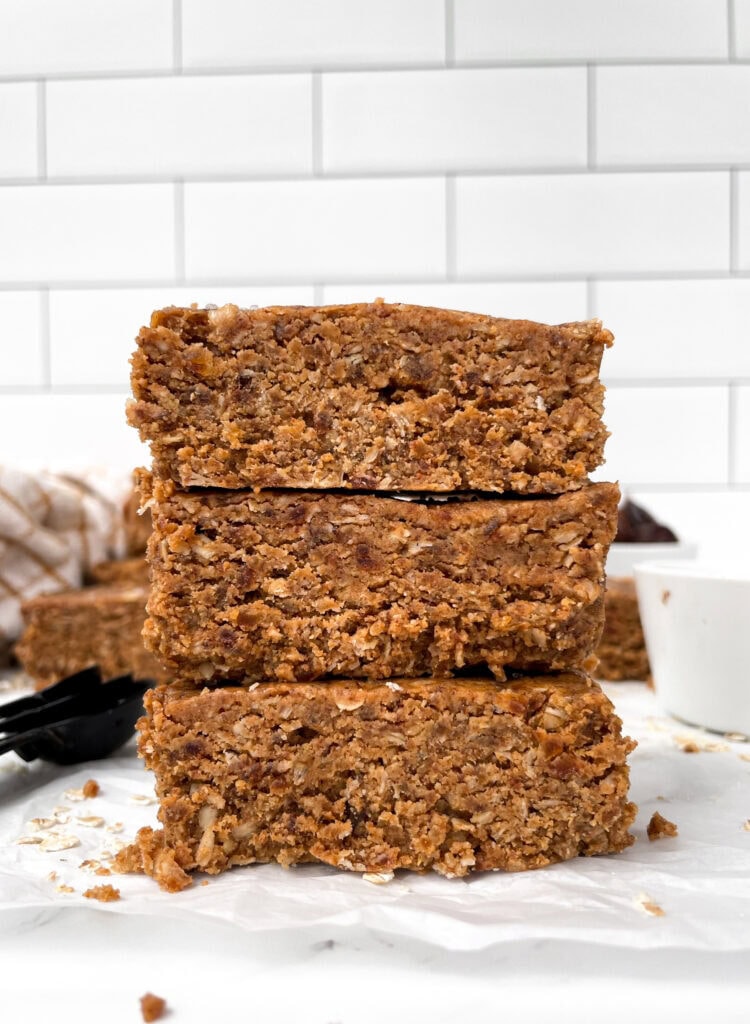stack of three oatmeal date bars