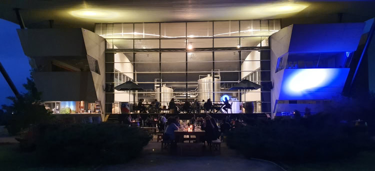 Enjoying the Estampa winery terrace by night