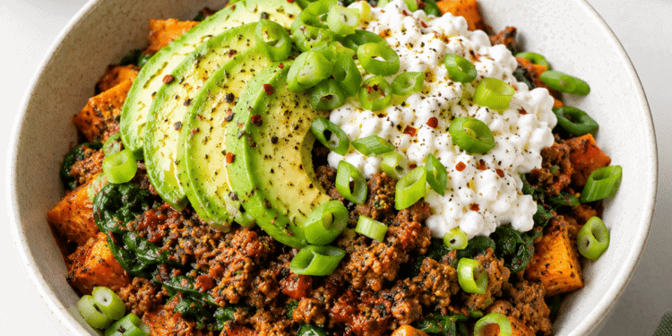 Viral Mince, Sweet Potato and Avo Bowl