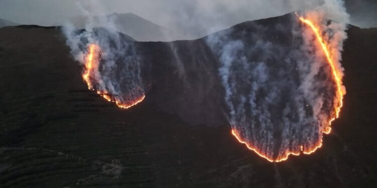 Difficile d'accès l'incendie de Bareille près d'Arreau n'est pas fixé