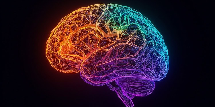 A colorful brain on a black background