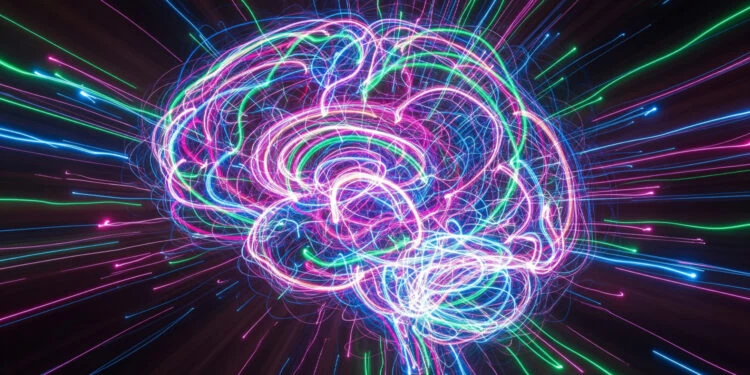 Colorful neon brain illustration representing neural activity and cognitive processes.