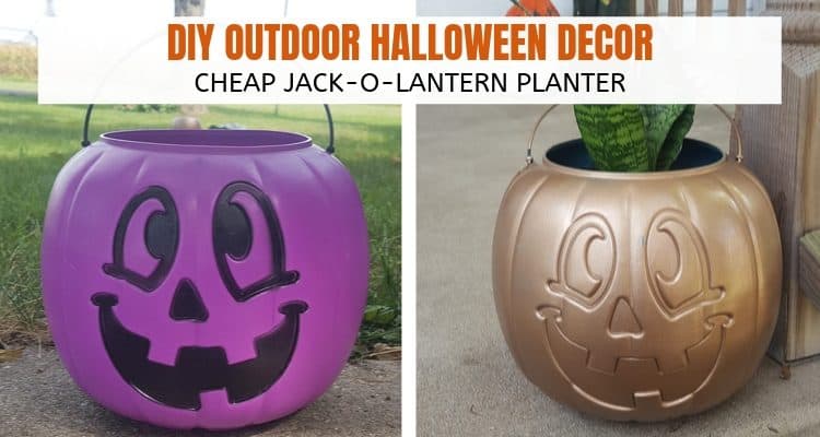 DIY Outdoor Halloween Decor – Cheap Jack-O-Lantern Planter