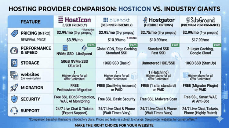 web hosting comparison