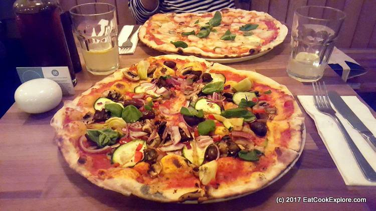 The Honest Italian Balham Prawn and Blue cheese pizza