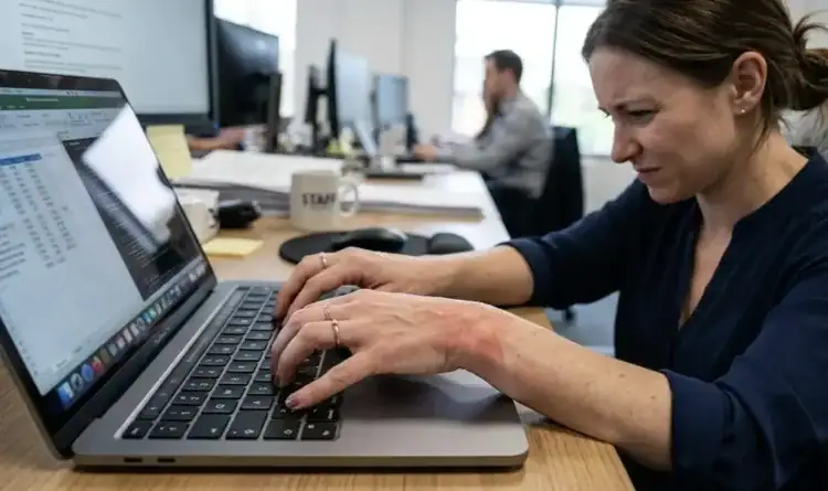 Wrist pain while typing on a laptop keyboard