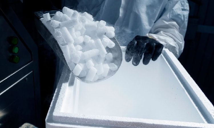 Dry ice untuk pengiriman frozen food, Sumber: huntingwaterfalls.com