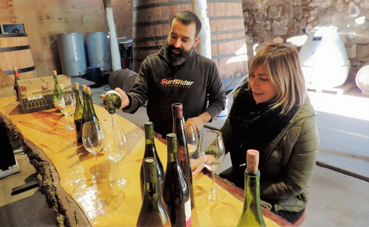 Enjoying a wine tasting at TresC winery in Itata