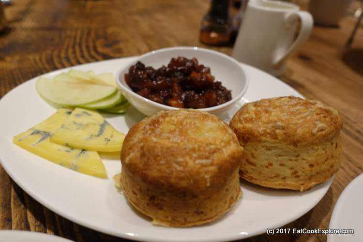 Sussex Charmer Cheddar & thyme scone with apple & chutney Georgian House Cheese Afternoon Tea Sussex Charmer Cheddar & thyme scone with apple & chutney