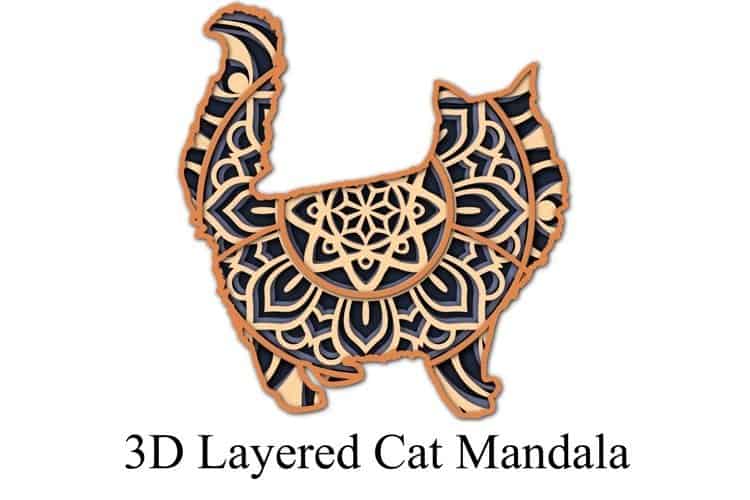 Design Bundles 3D paper cut template Mandala cat