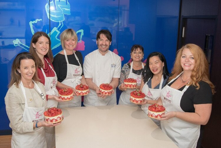Fraisier cakes at baking class with eric lanlard