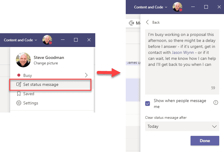 Set Microsoft Teams Status Message in Teams Client