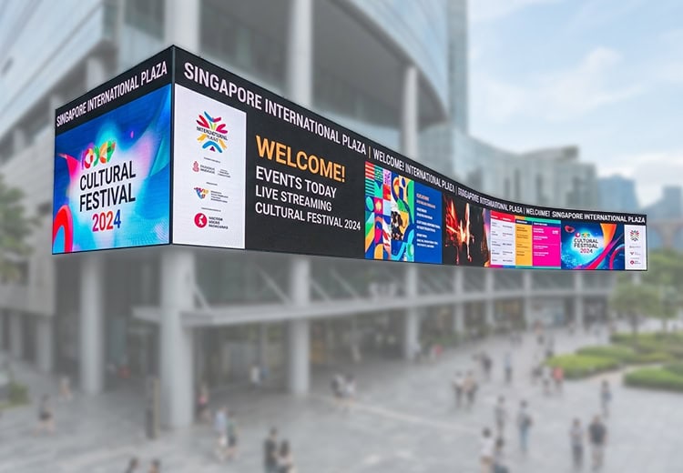 EcoCOB outdoor COB LED display with lightweight 500×500mm cabinet for fixed, curved, corner and rental installations