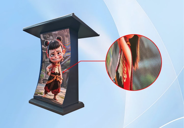 Close-up detail showing seamless visual surface and precision alignment of PodPro LED screen