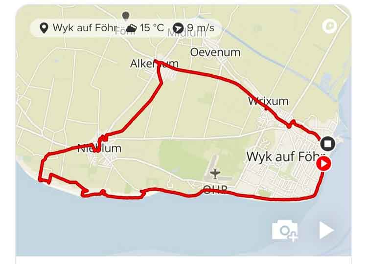 Karte zur Wanderung Kliff-Kunst-Fisch auf Föhr