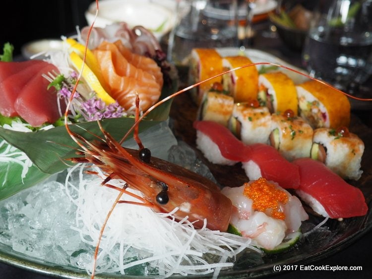 Sensational sushi and sashimi platters, served on specially commissioned crockery. Sensational sushi and sashimi platters, served on specially commissioned crockery.